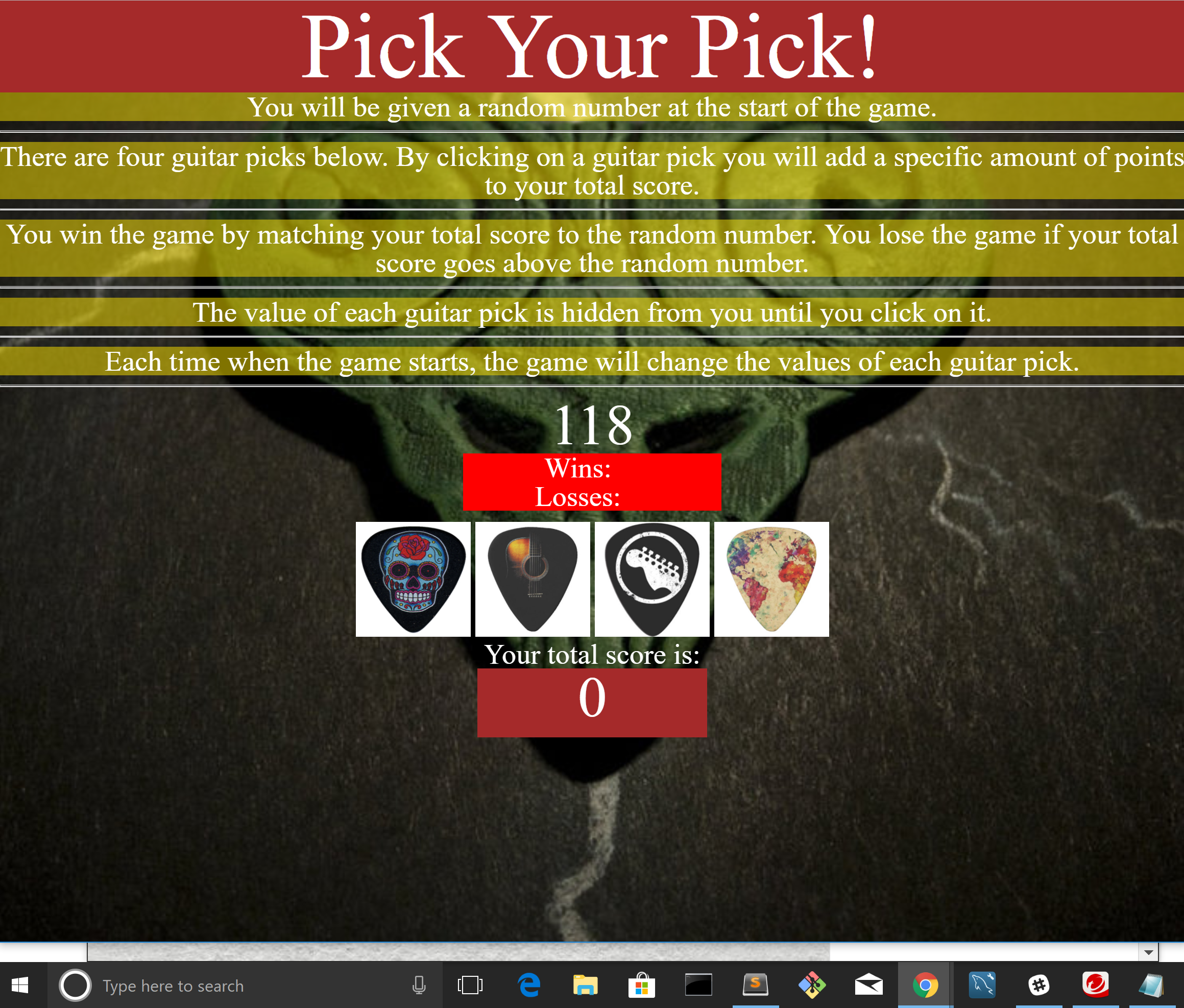 pick your pick game